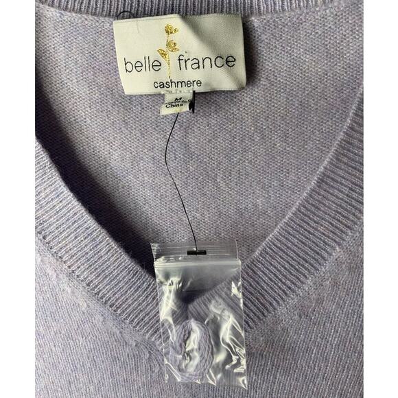 Belle France 2 Ply 100% Cashmere Sweater Womens Medium V-Neck Knit Pullover NWOT - Picture 7 of 7